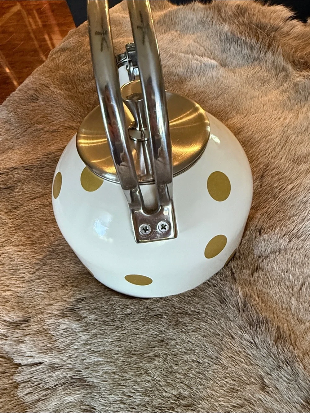 kate spade White Tea Kettle with Gold Polka Dots